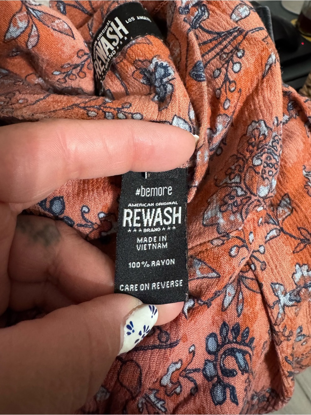 Rewash Coral Floral Wide-Leg Pants with Tie Waist - Picture 12 of 13